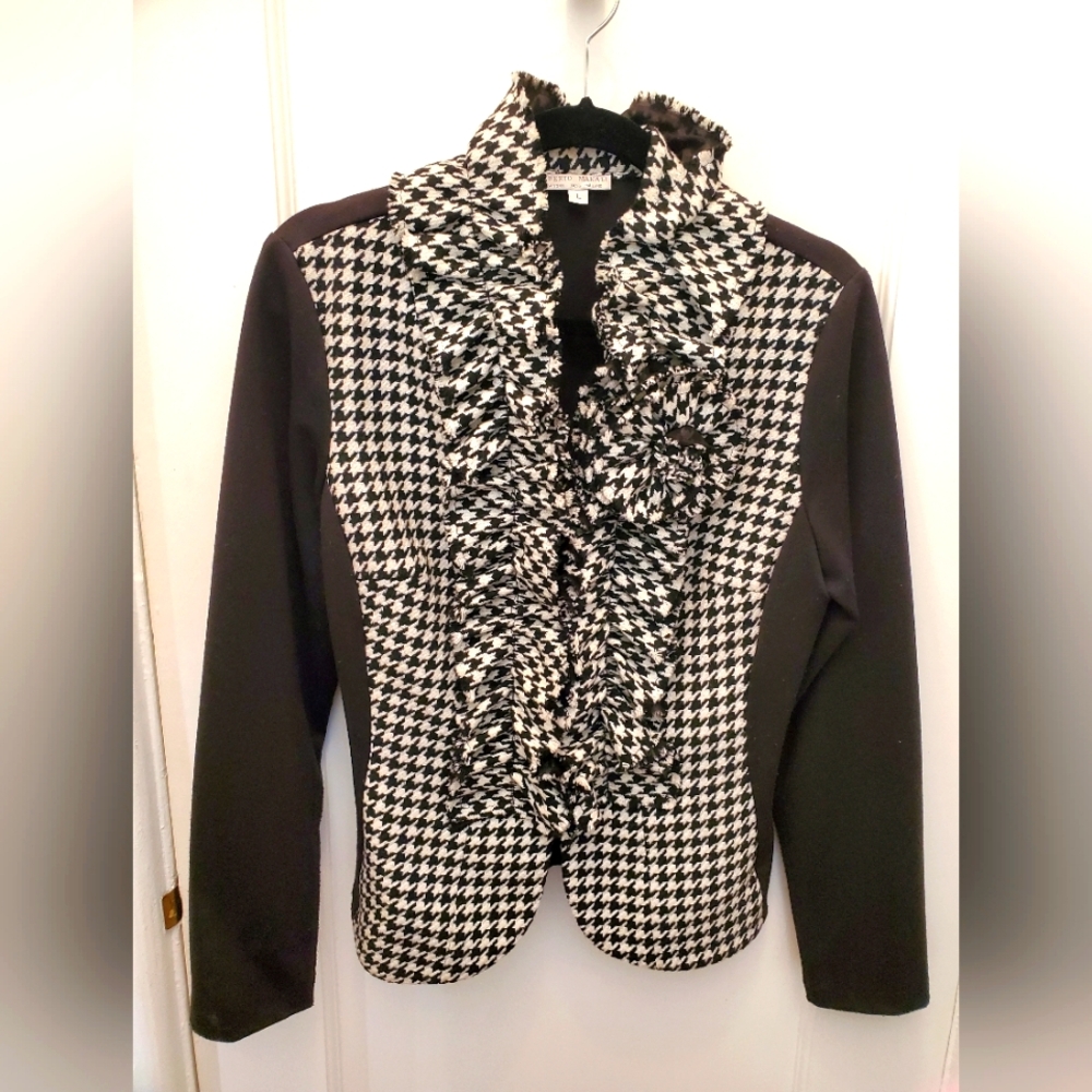 Alberto Makali Black and White Houndstooth Blazer Size L